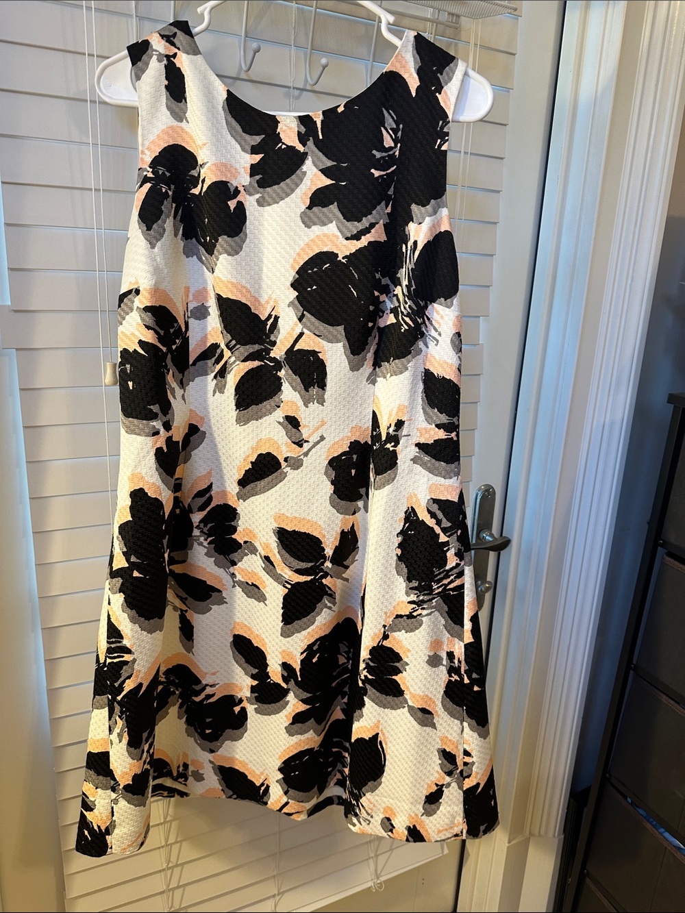 Worthington Cream Floral A-Line Skirt with Black and Peach Accents